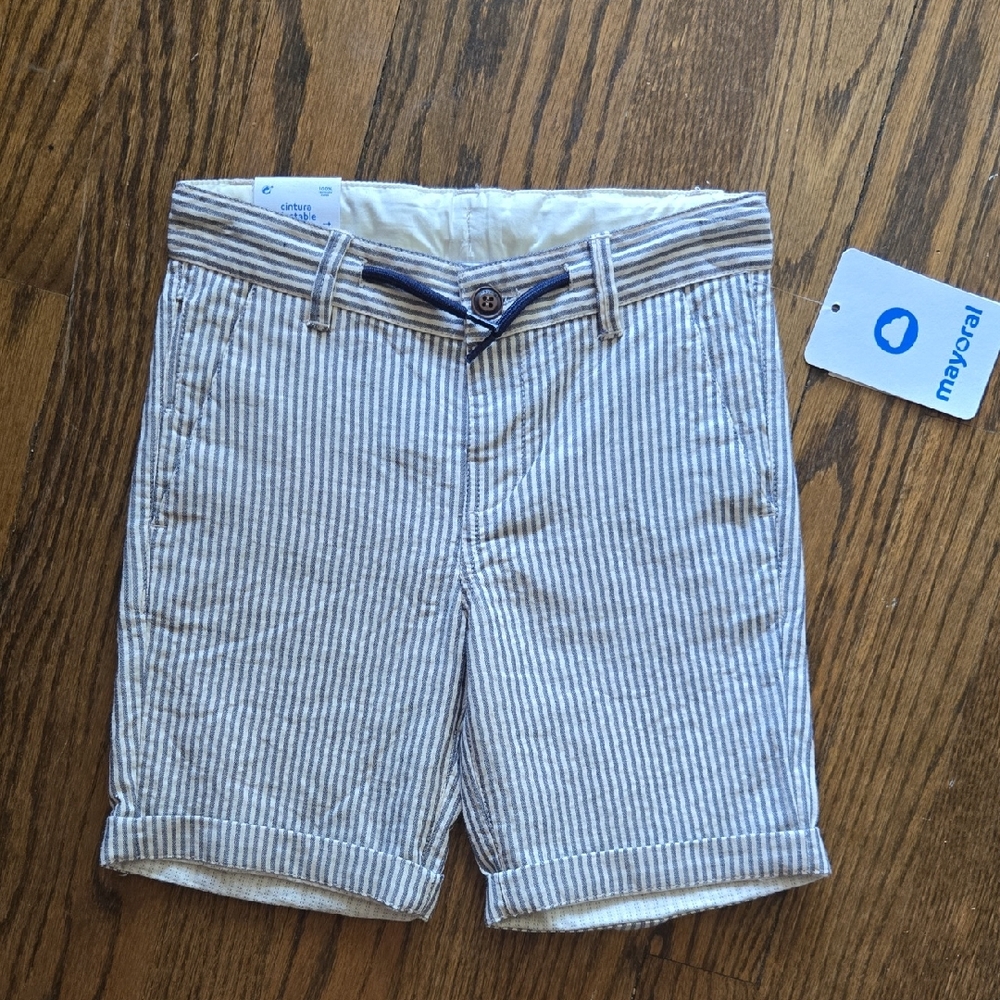 Mayoral Blue and White Striped Shorts